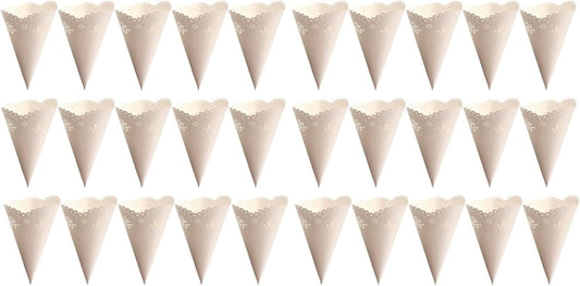 jojofuny 40 Pcs Rose Petals Party Confetti Cone Holder Candy Cone Bags Confetti Cone Stand Paper Petal Cones Wedding Party Favors Confetti Cones Cone Holder Stand Conical White Delicatessen