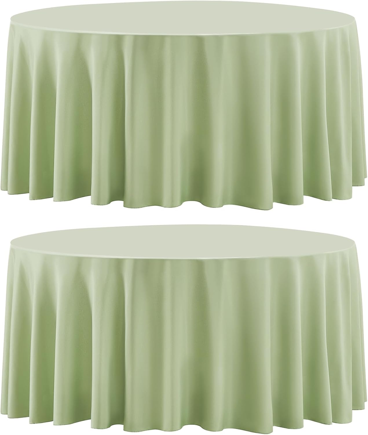 Round Tablecloth 2 Pack 108 Inch Sage Green Tablecloths Washable Decorative Linen Polyester Table Clothes Cover for Dining Table Banquets Buffet Parties and Wedding