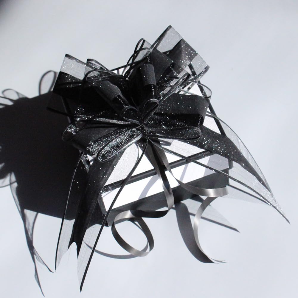 WEWILUCK Large Black Gift Bows - Perfect bows for Gift Wrapping,Big Pull Gift Wrap Bows for Man Present Decoration Birthdays Holiday Valentines Day and More(8 inches, 10PCS)
