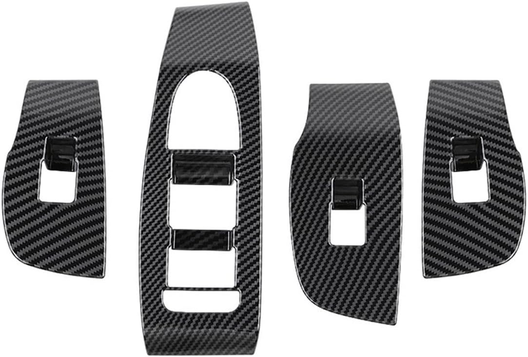 4pcs Carbon Fiber Style Front Rear Doors Window Glass Lift Switch Panel Cover Decorative Sticker Protection Car Interior Accessories for Mazda 3 2020-2025 KT12