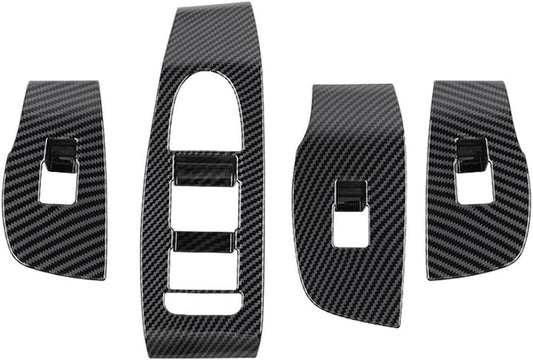 4pcs Carbon Fiber Style Front Rear Doors Window Glass Lift Switch Panel Cover Decorative Sticker Protection Car Interior Accessories for Mazda 3 2020-2025 KT12