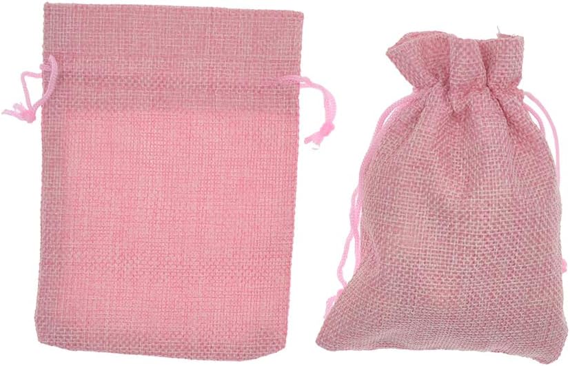 20Pcs Burlap Bags with Drawstring, 5x7 Inch Jute Gift Bags Bulk for Christmas Wedding Party Favors, Jewelry and Treat Pouches (Pink)