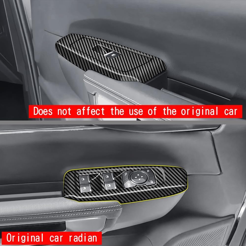 4pcs Carbon Fiber Style Front Rear Doors Window Glass Lift Switch Panel Cover Decorative Sticker Protection Car Interior Accessories for 2023 2024 2025 Ford Ranger KT14