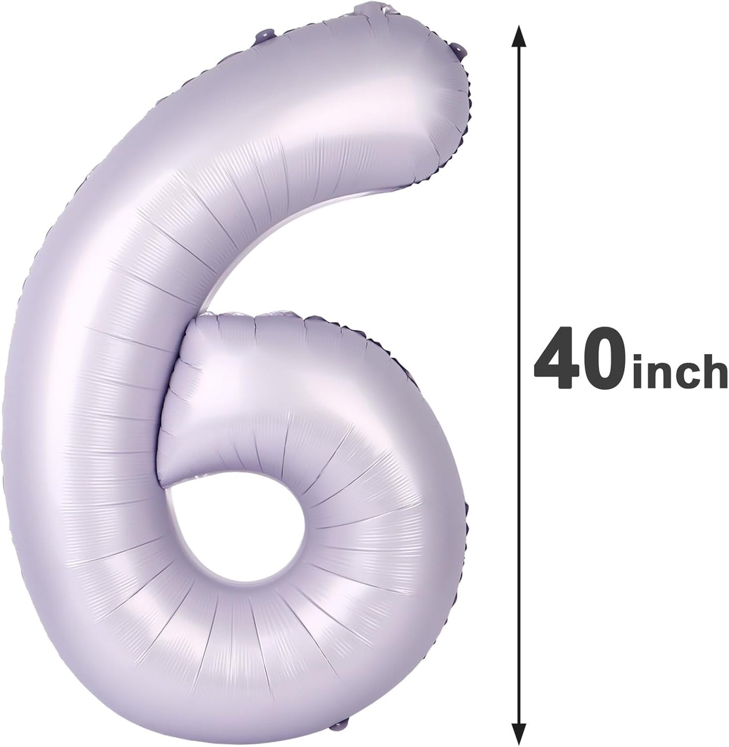 40 Inch Lilac Mylar Foil Number 6 Birthday Balloon, Digital Balloons for 6 16 Boy Girl Party Decorations Supplies, 2026 Lavender Big Helium Balloon Numbers for 26 36 46 60 Men Women Anniversary