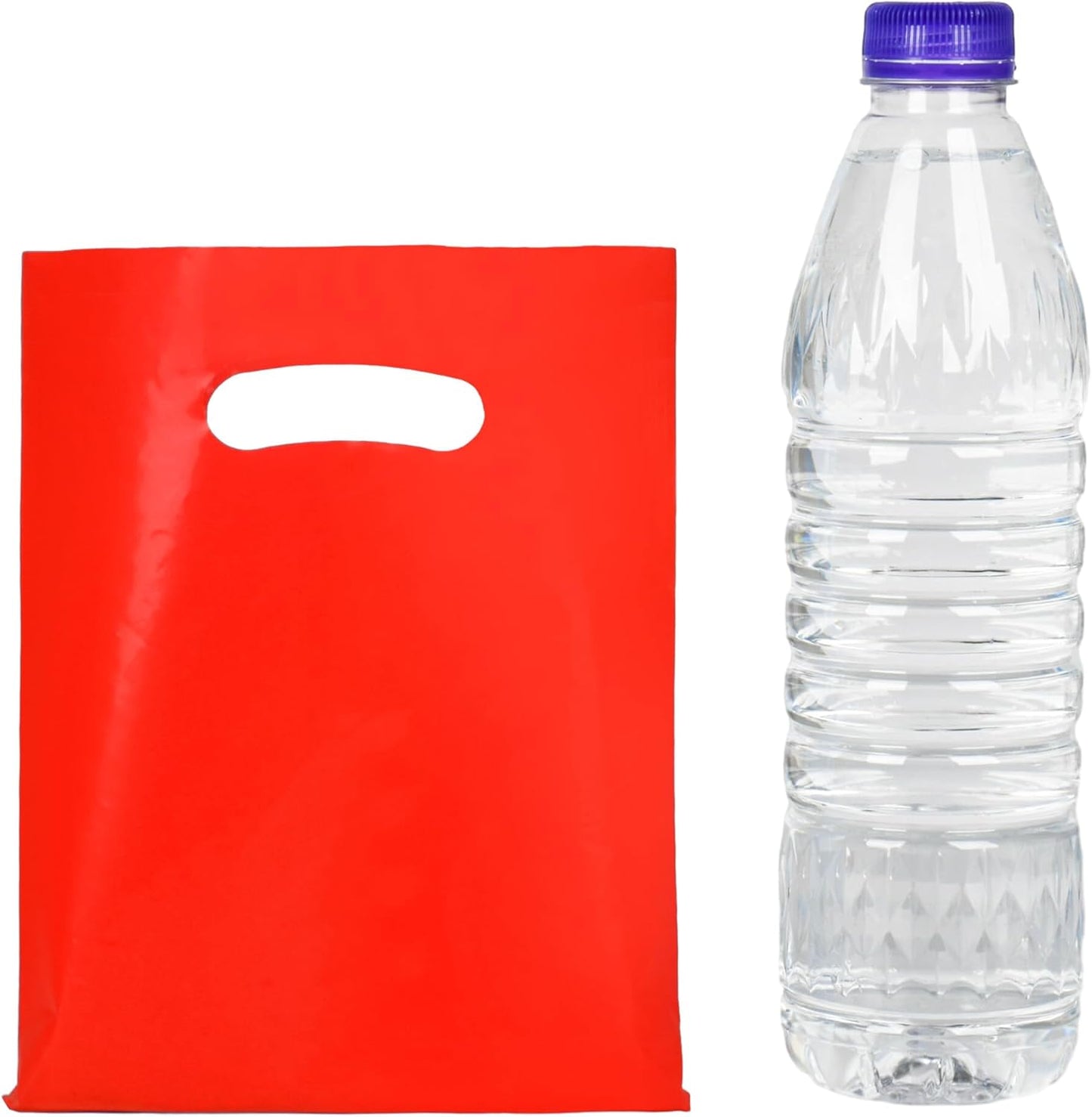 Red 100 PCS Small Gift Bags, 6"x8" Goodie Party Favor Bags with Handle, Treat Retail Pouches for Kids Birthday, Christmas, Small Business