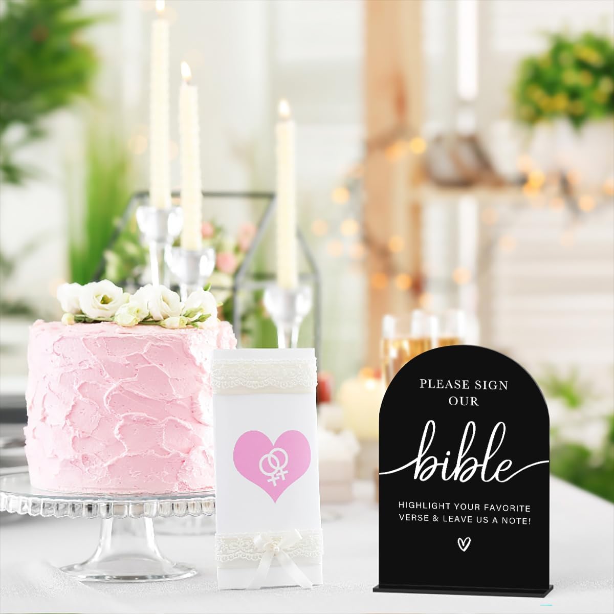 Acrylic Wedding Sign Wedding Signs for Ceremony Please Sign Our Bible Sign for Wedding Modern Calligraphy Arch Acrylic Table Top Sign for Wedding Reception and Event Party Table(black）