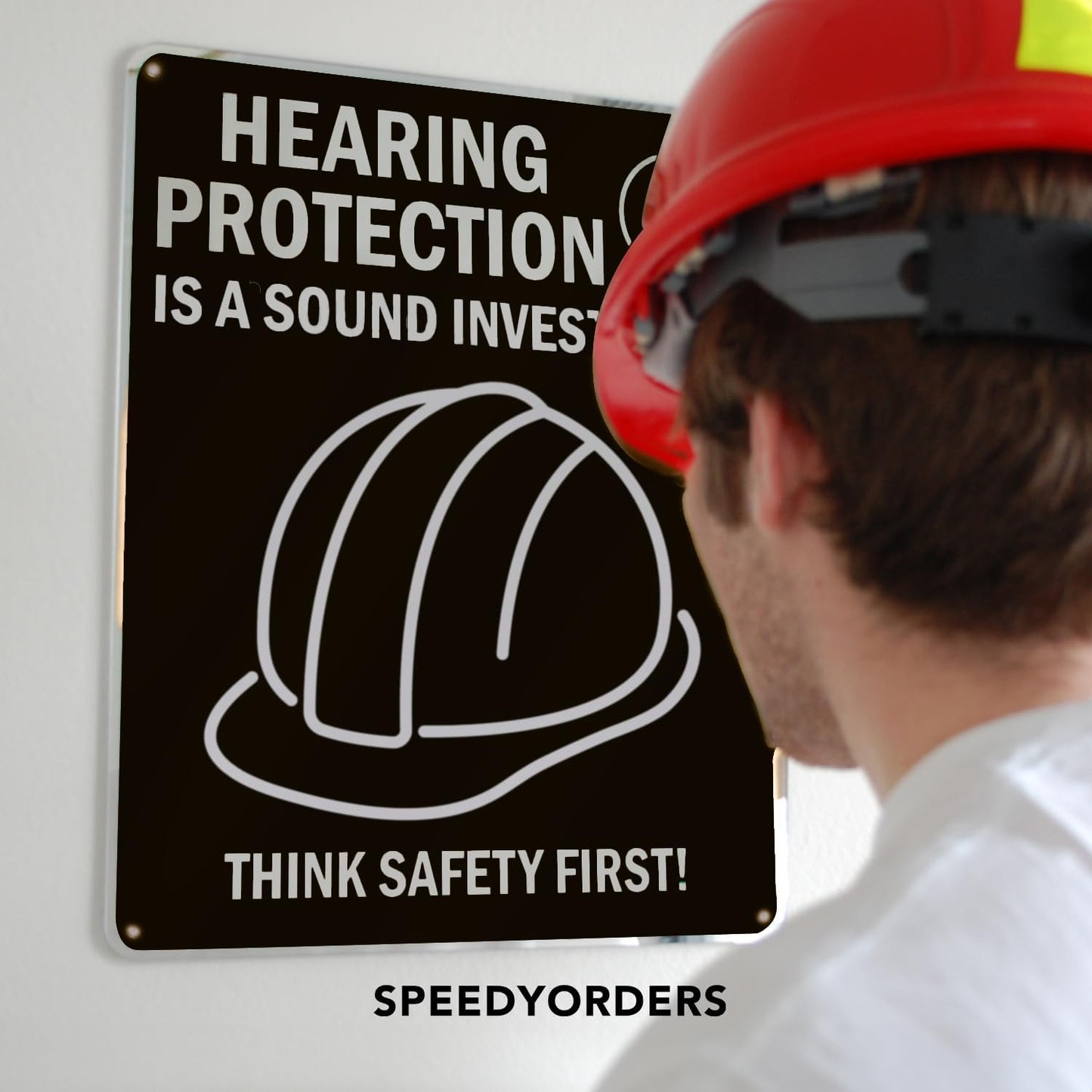 Custom Metal Signs, Personalized Aluminum, Customized Safety, Business Signs - Waterproof Outdoor, White Aluminum (Black & Yellow, 7x7 In)