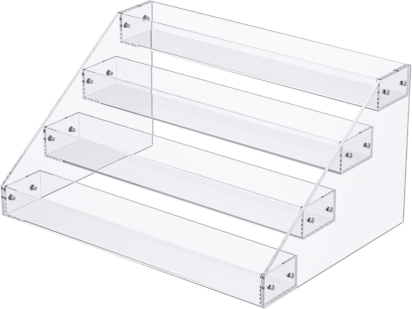 Acrylic Display Risers,12inch 4 Tier Clear Display Shelf, Perfume organizer Stand, Makeup Display Stands, Cupcake Stand Holder,Dessert Shelves, Riser Stand for Figures, Acrylic Shelves for Display