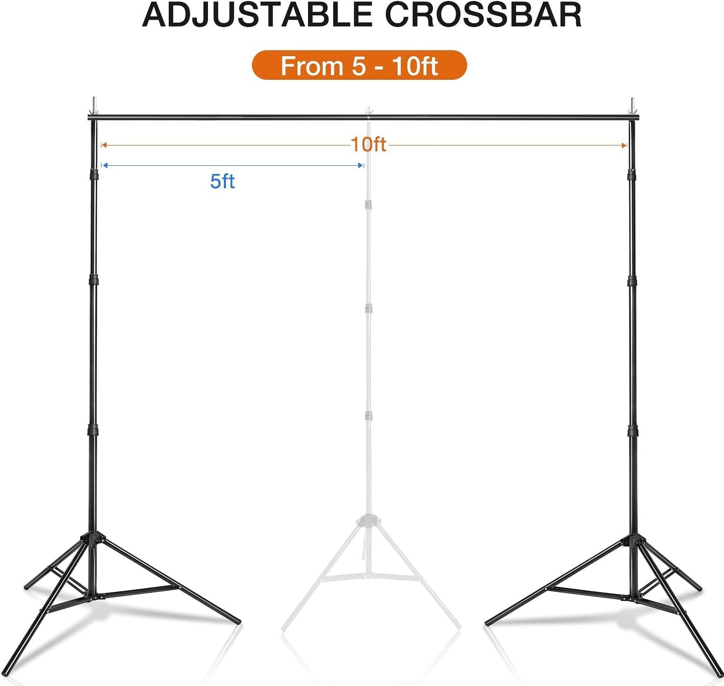 Yesker 10 X 10 ft Photo Video Studio Background Support Stand, Adjustable Heavy Duty Photography Backdrop Support System Kit for Photoshoot Party Video Creator