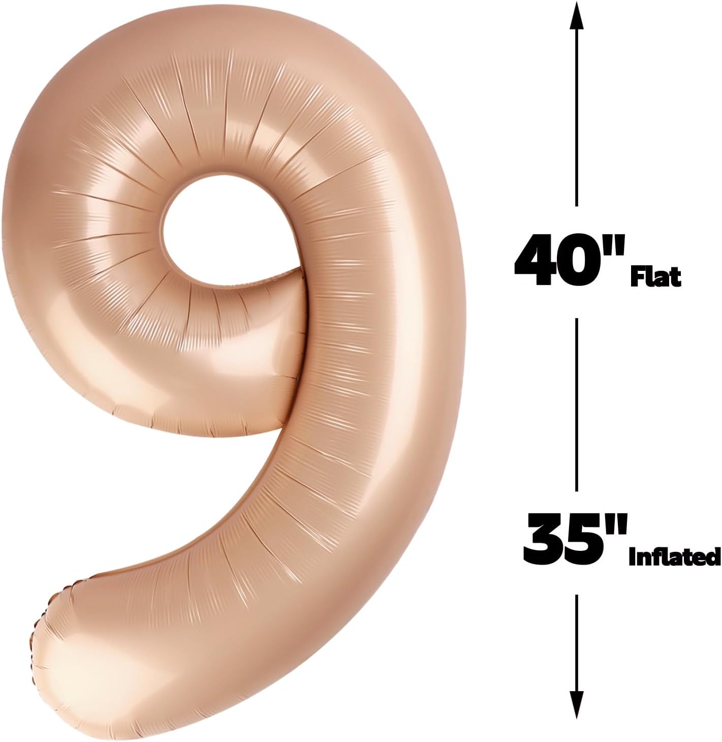 Big Light Brown 40 Inch 9 Balloon Number, Jumbo Giant 9th 19 29 39 49 99 Birthday Party Decorations, Large Light Brown Foil Balloons Anniversary Birthday Party Engagement Decorations