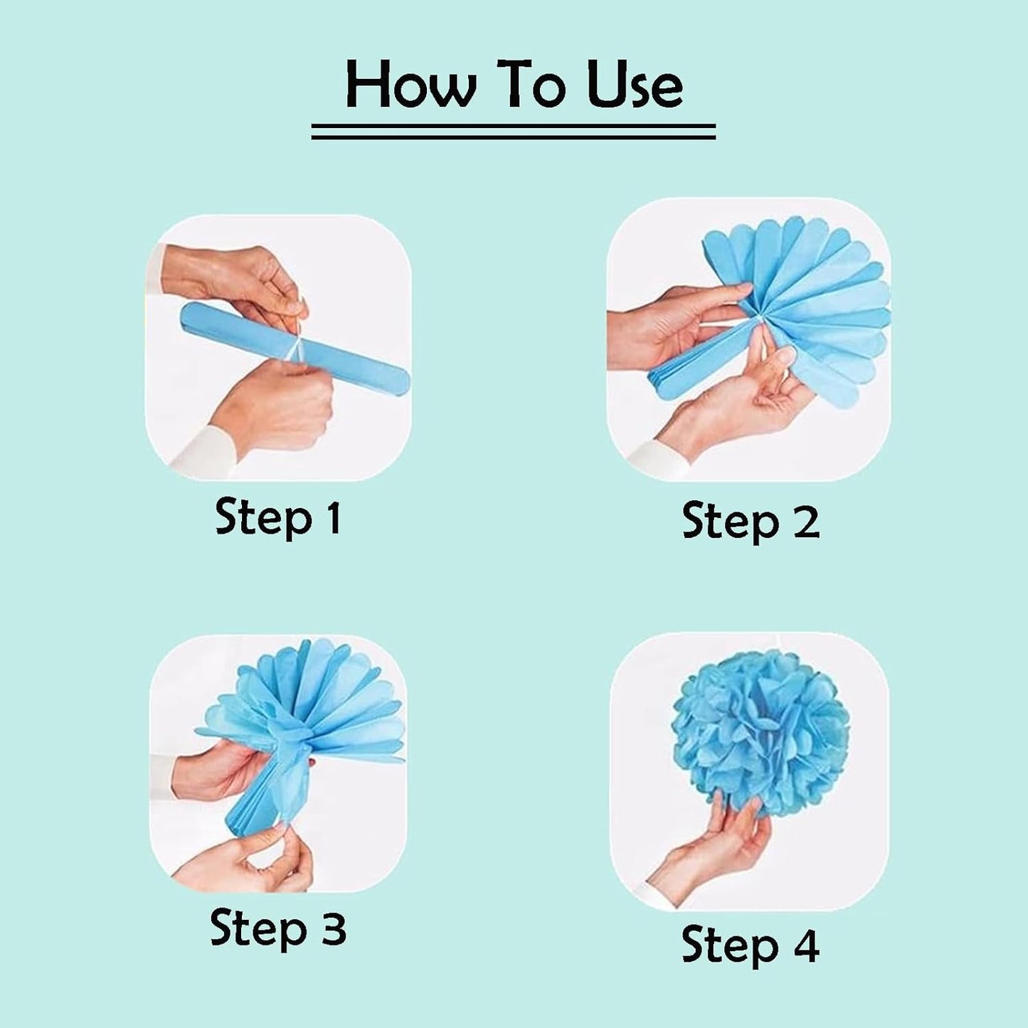 ZOOYOO Pink Orange Green Paper Poms, Tropical Party Decoration, Hawaiian Tissue Paper Poms Luau Decorations for Summer Birthday Anniversary 12PCS