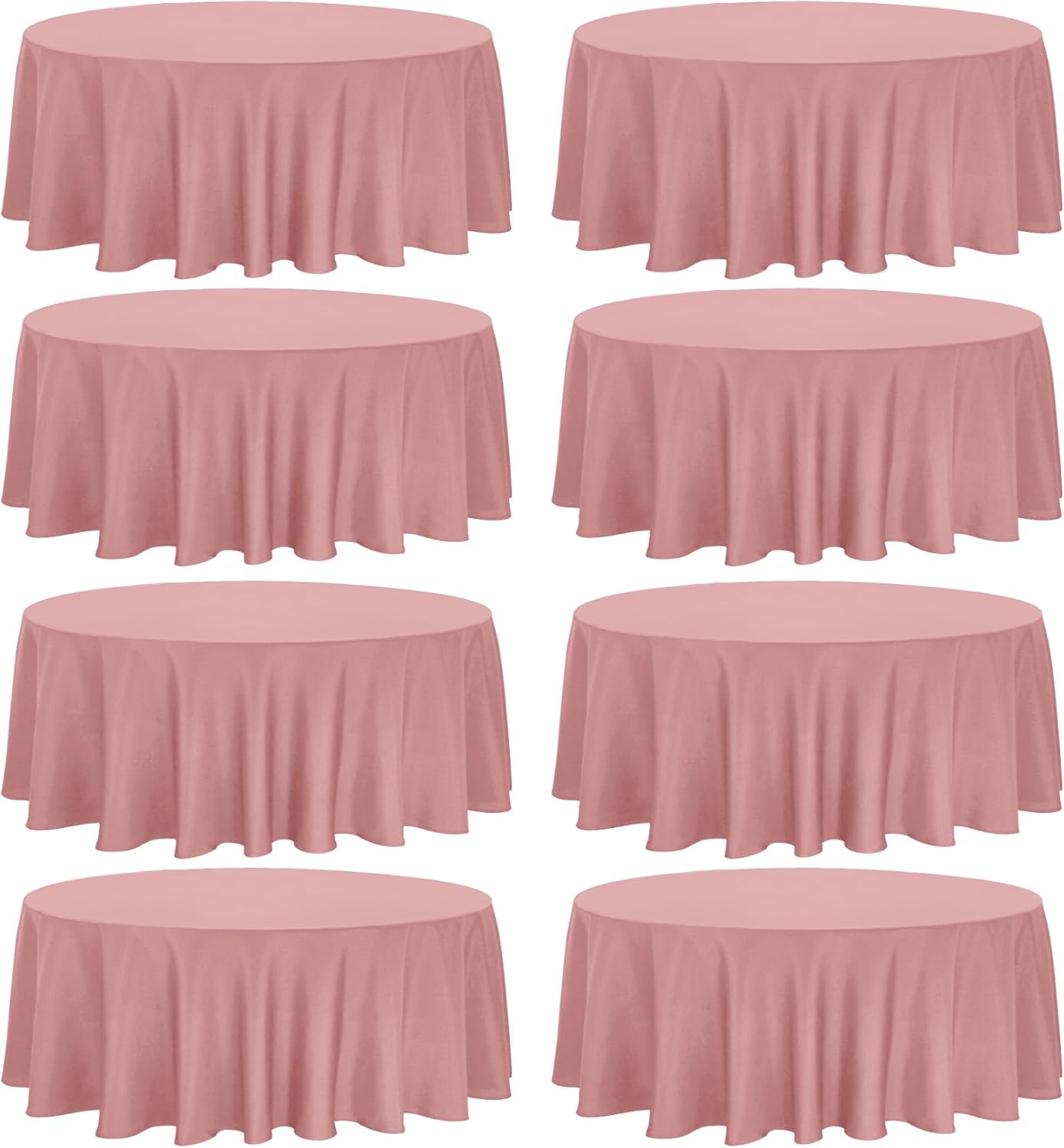 8 Pack Premium Round Tablecloth 90 Inch Round Table Covers Bulk Washable Polyester Fabric Round Table Clothes for Wedding Party Reception Banquet Buffet Restaurant (Dusty Rose, 90 Inch)