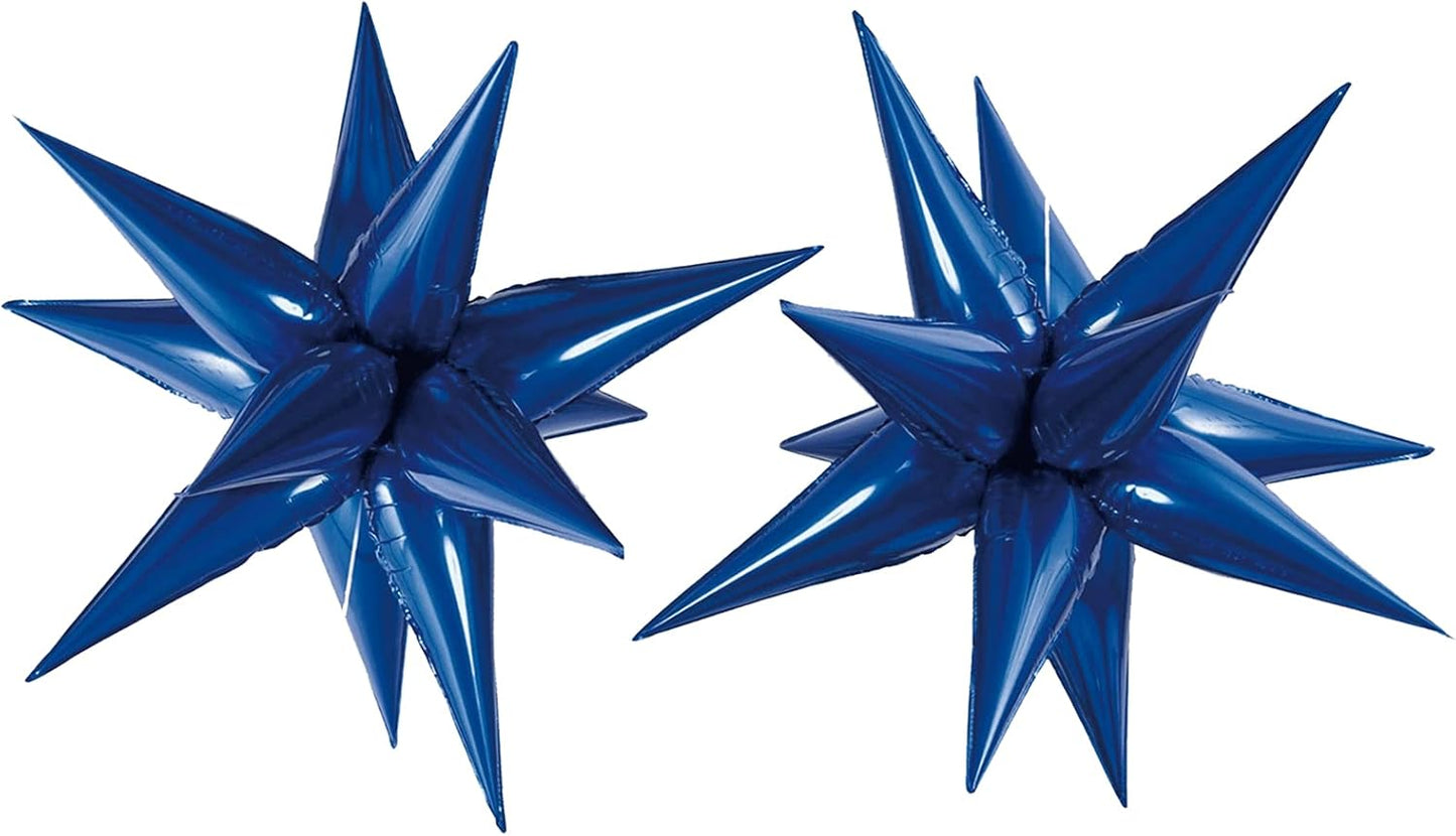 Tellpet Star Balloons Starburst Spike Shaped Balloon, 2pcs Large, Royal Blue