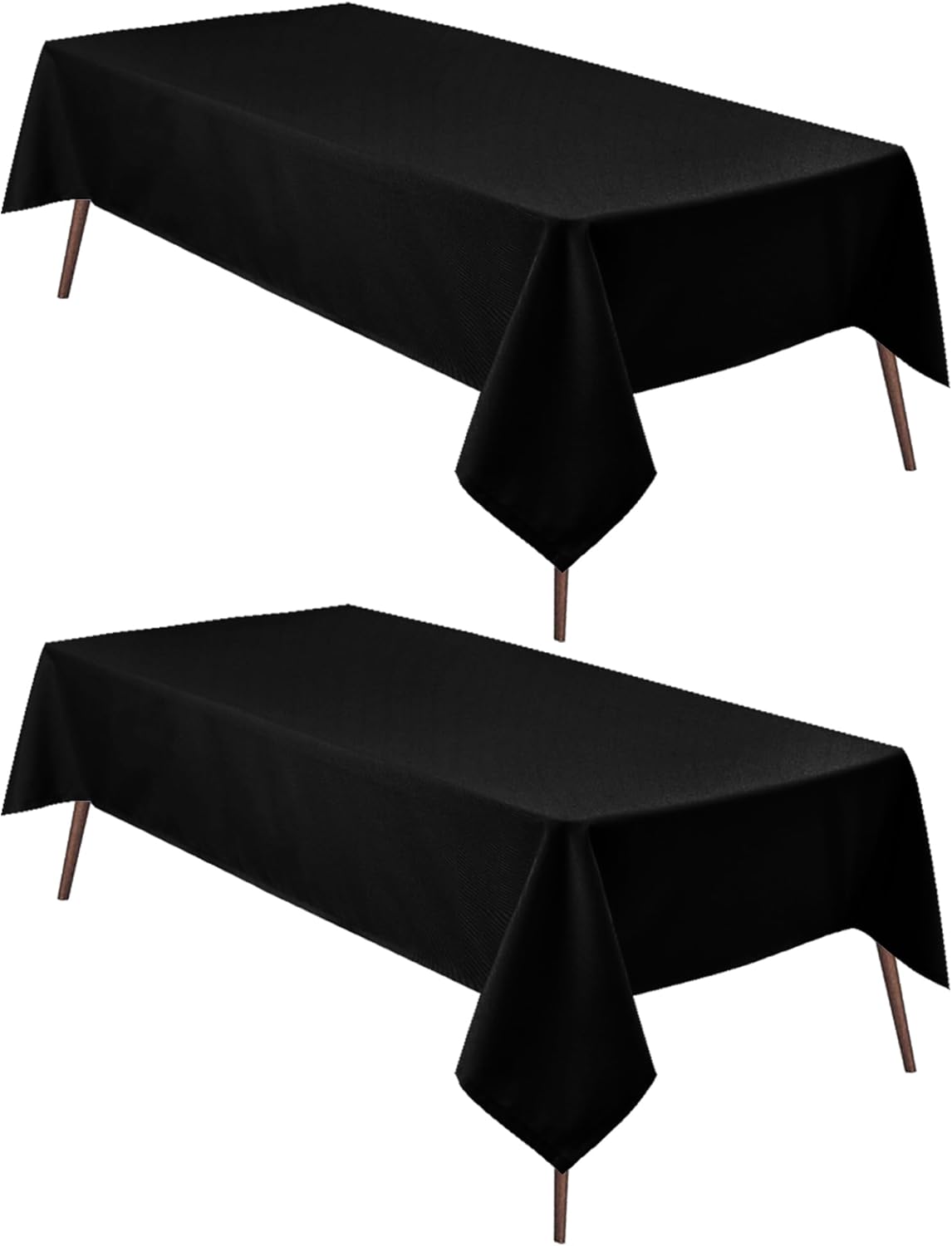 Hiasan 2 Pieces Black Tablecloth Rectangle - Waterproof and Wrinklr Resistant Washable Polyester Fabric Table Cloth for Dining Room and Outdoor Use, 54 x 120 Inch