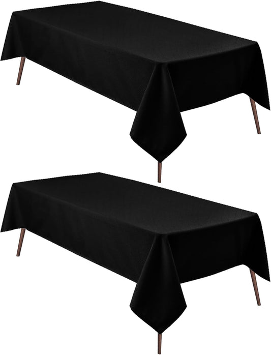 Hiasan 2 Pieces Black Tablecloth Square - Waterproof and Wrinklr Resistant Washable Polyester Fabric Table Cloth for Dining Room and Outdoor Use, 40 x 40 Inch