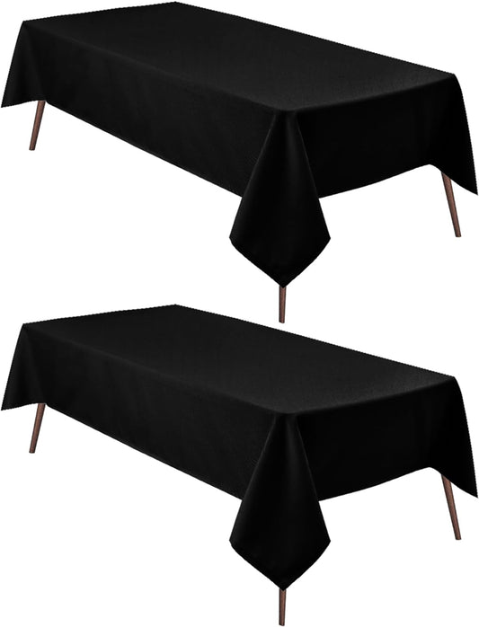 Hiasan 2 Pieces Black Tablecloth Square - Waterproof and Wrinklr Resistant Washable Polyester Fabric Table Cloth for Dining Room and Outdoor Use, 54 x 54 Inch