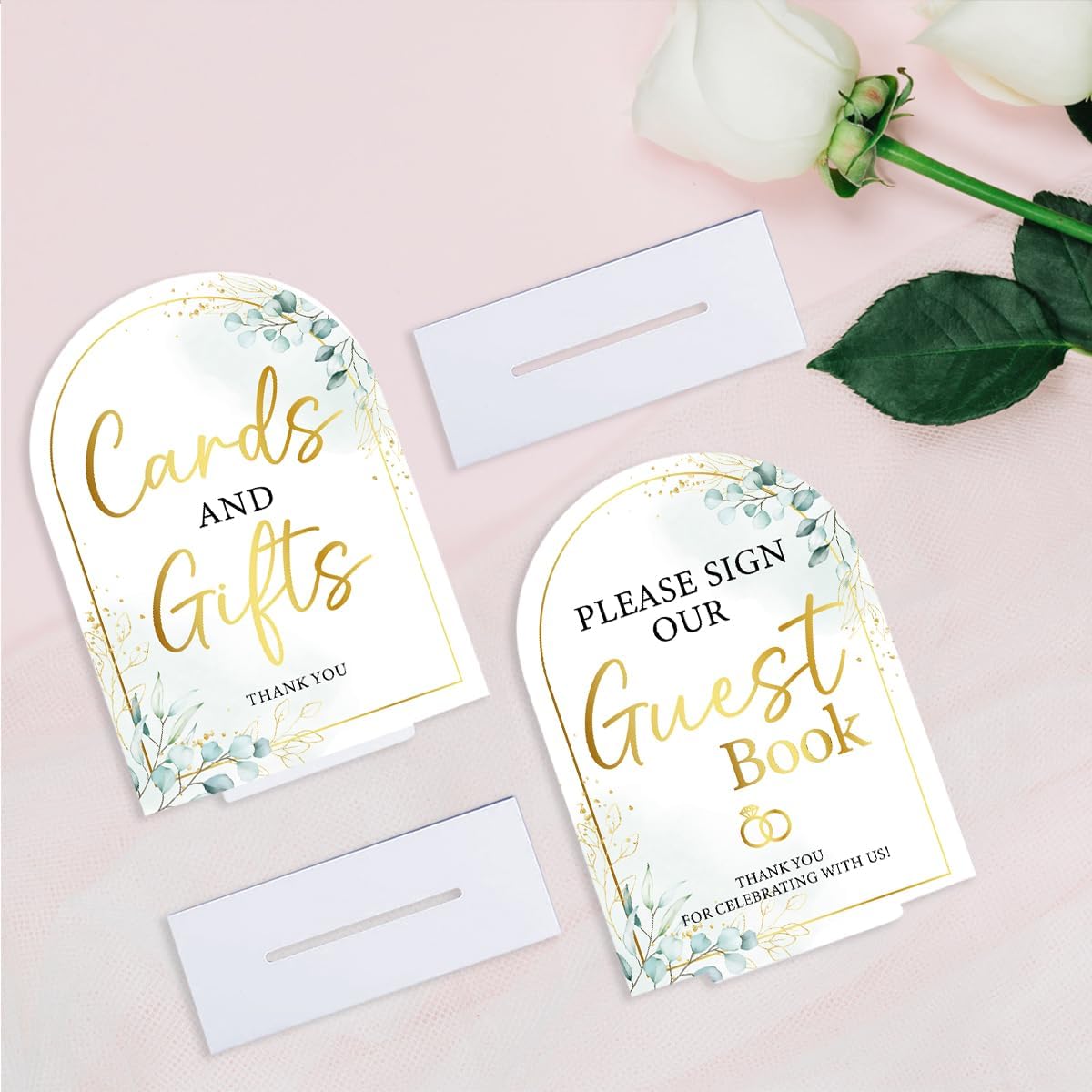 2-Piece Acrylic Wedding Sign Set for Ceremony & Reception - 5x7 Inch White Guest Book, Cards & Gifts, Please Sign Our Guest Book - Wedding Decor Bundle