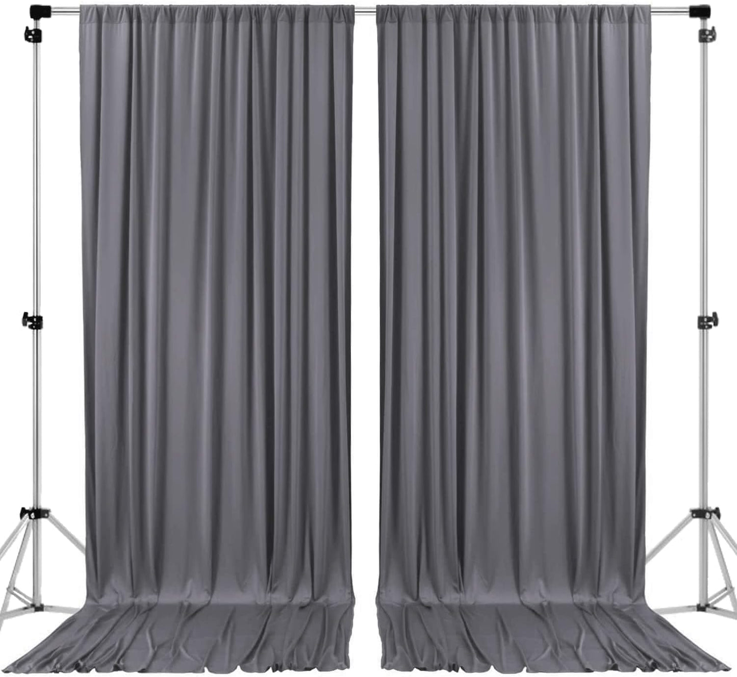 AK TRADING CO. 10 feet x 8 feet IFR Polyester Backdrop Drapes Curtains Panels with Rod Pockets - Wedding Ceremony Party Home Window Decorations - Charcoal