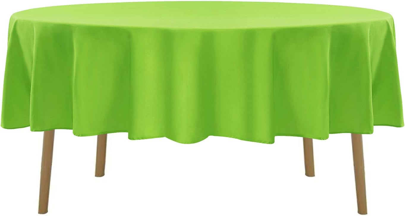 90 inch Round Tablecloth Washable Polyester Table Cloth Decorative Table Cover for Wedding Party Dining Banquet（90 inch,Apple Green）
