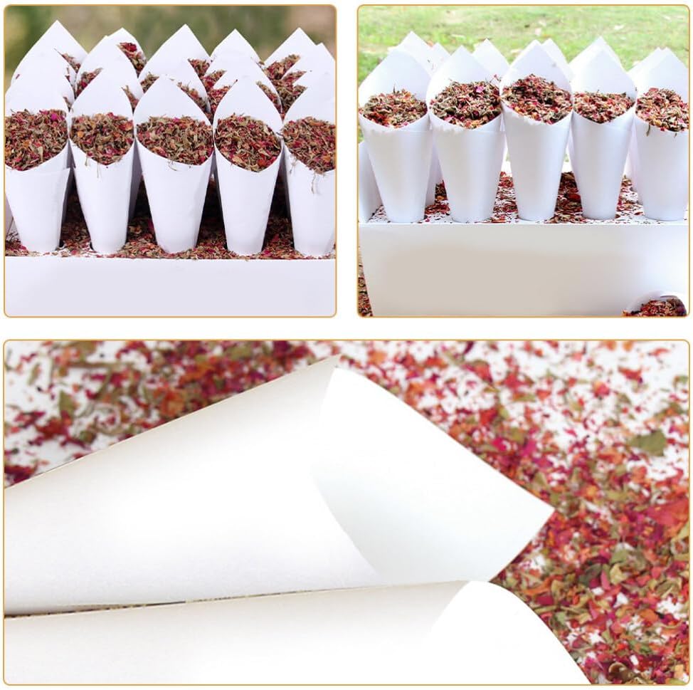 PRETYZOOM 60pcs Flower Cones Confetti Cones Rose Petal Candy Kraft Paper Cones Party Accessory Congratulation Accessories .07inches