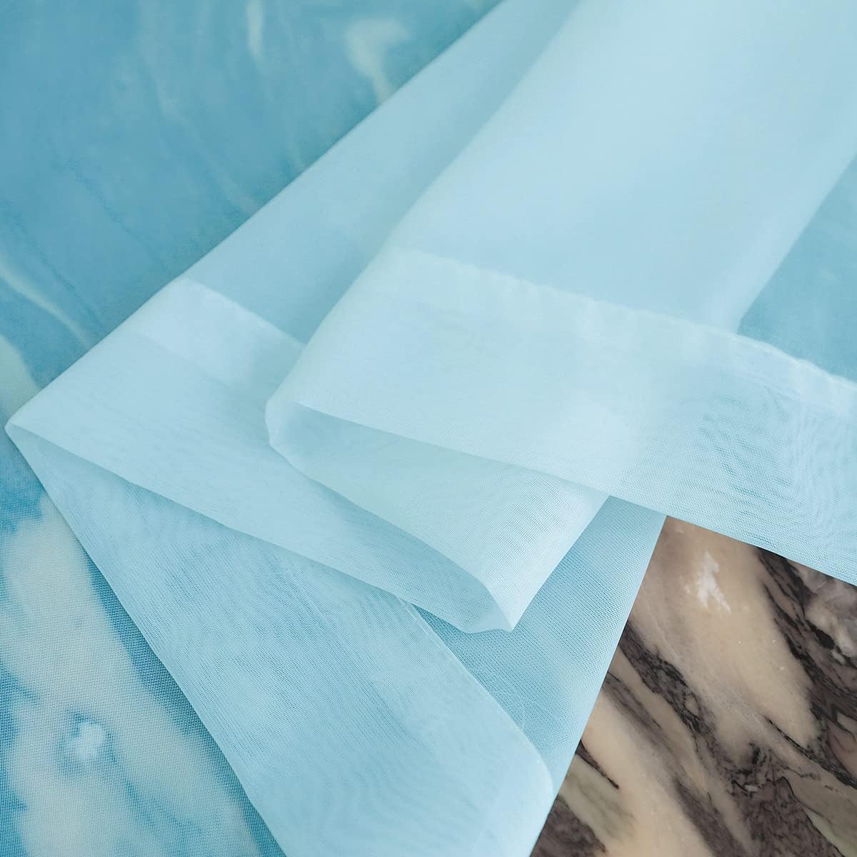 Window Lake Blue Sheer Curtains 108 Inches Long 2 Panels Sheer Curtain Basic Rod Pocket Panel for Bedroom Children Living Room Yard Kitchen