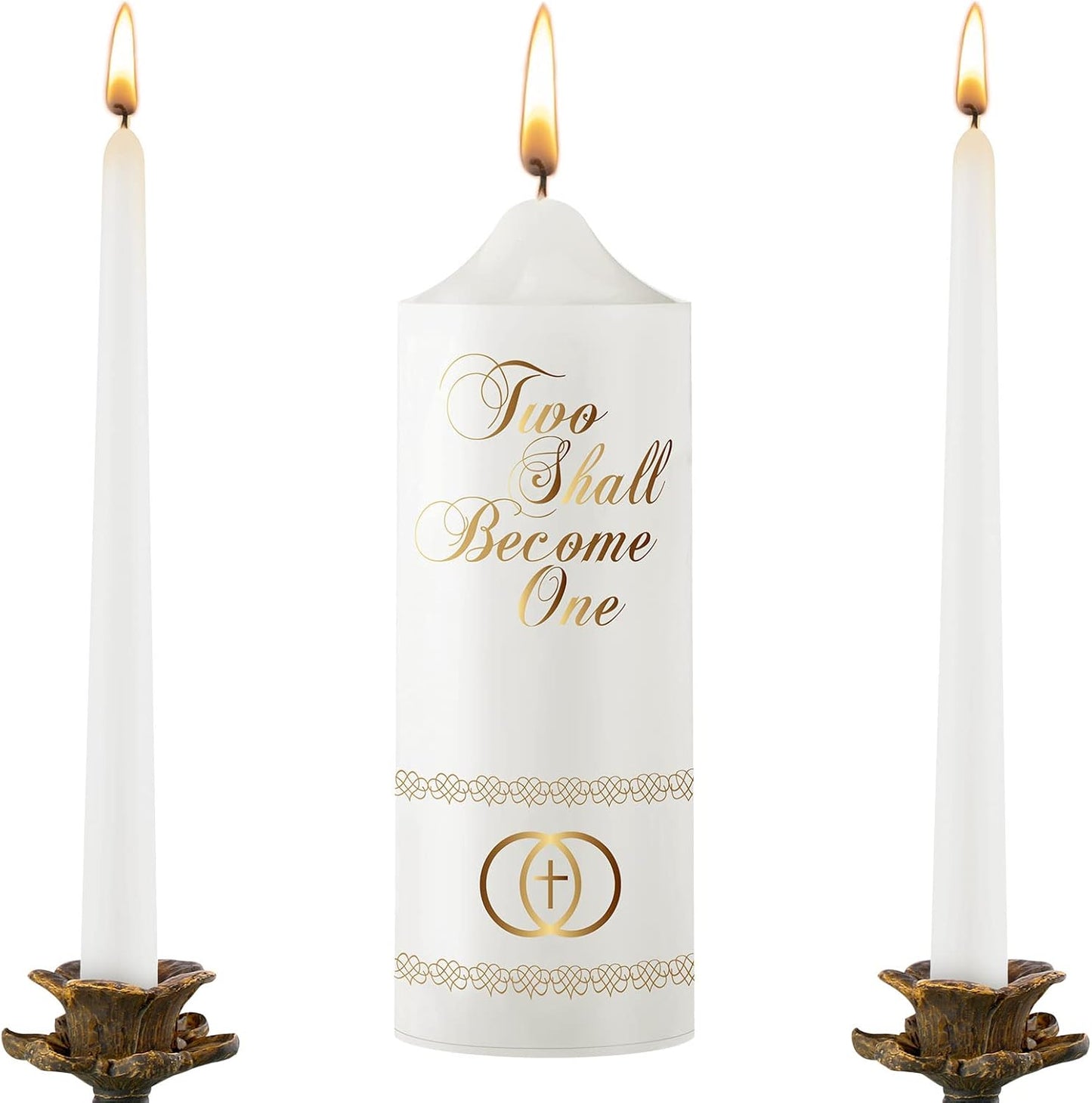 Frienda Unity Candles for Wedding Ceremony Set Wedding Unity Taper Candles Catholic Religious Ceremony Accessories(Cross)
