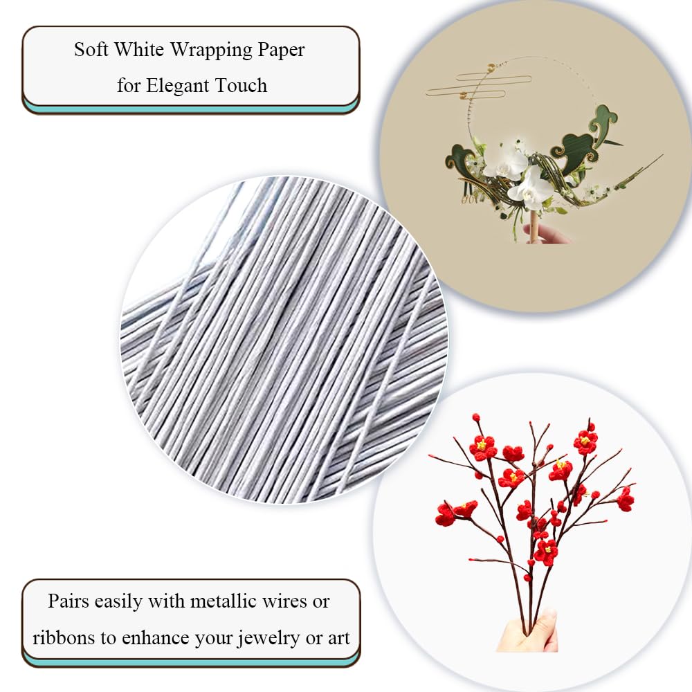 HAHIYO 18Gauge White Paper-Wrapped Metal Floral Wire 14 Inches(36cm), 70 Pack Flexible Paddle Wires Florist Wire Garden Wires for Craft Christmas Wreath Flower Arrangement Bouquet Wrapping Wedding DIY