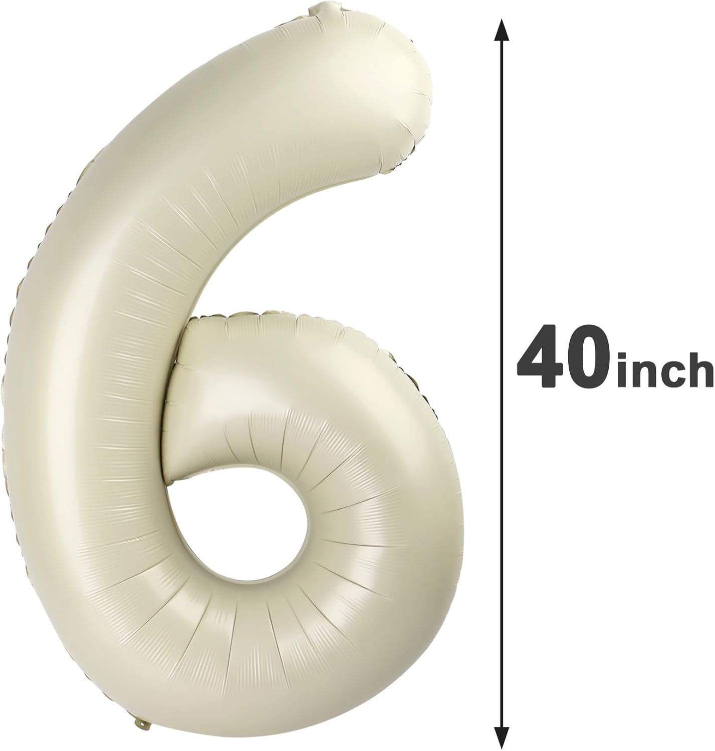 Cream White 6 Number Balloon 40 Inch Mylar Foil Birthday Balloon, Digital Balloons for 6 16 Boy Girl Party Decorations Supplies, Big Helium Balloon Numbers for 26 36 46 60 Men Women Anniversary