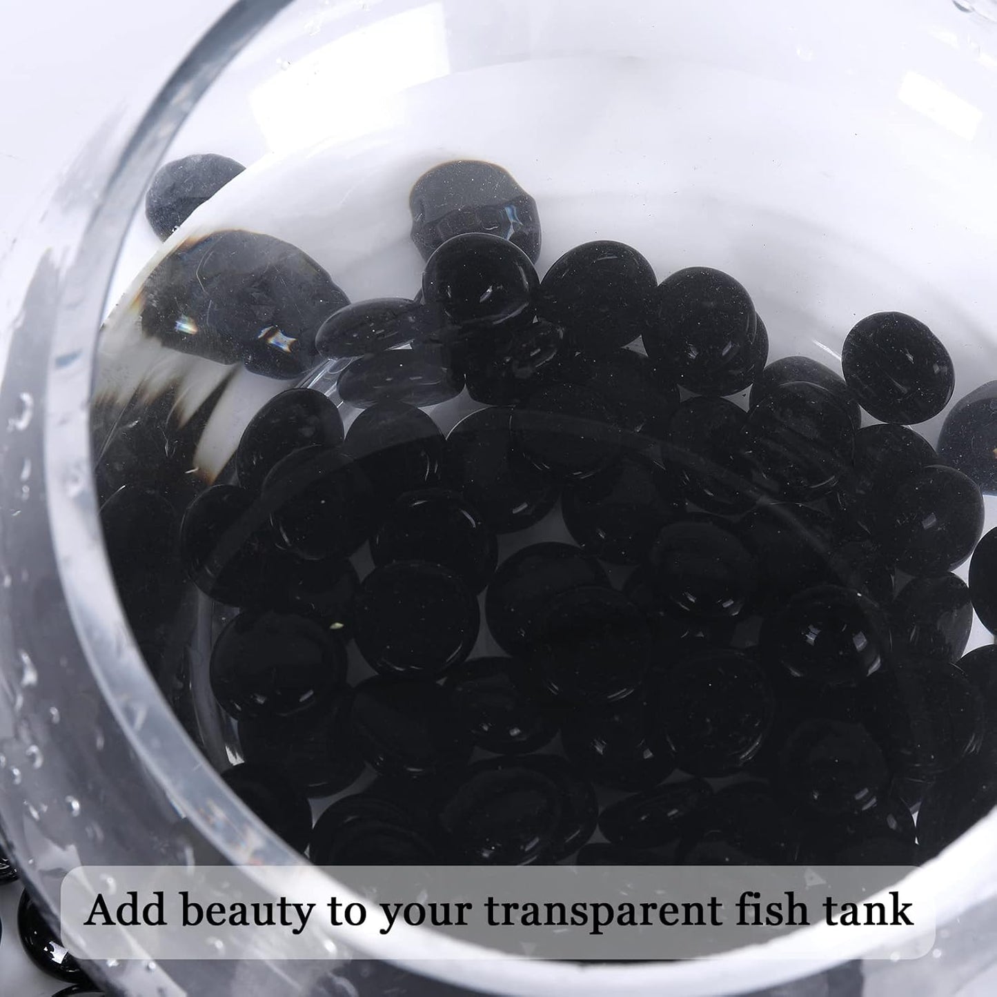 11LB Fire Glass Beads Flat Glass Marbles for Outdoor Fire Pit and Fireplace, Glass Gemstones for Vase Filler, Aquariums, Hydroponics Plants, Home Decor and Christmas DIY Craft, Black