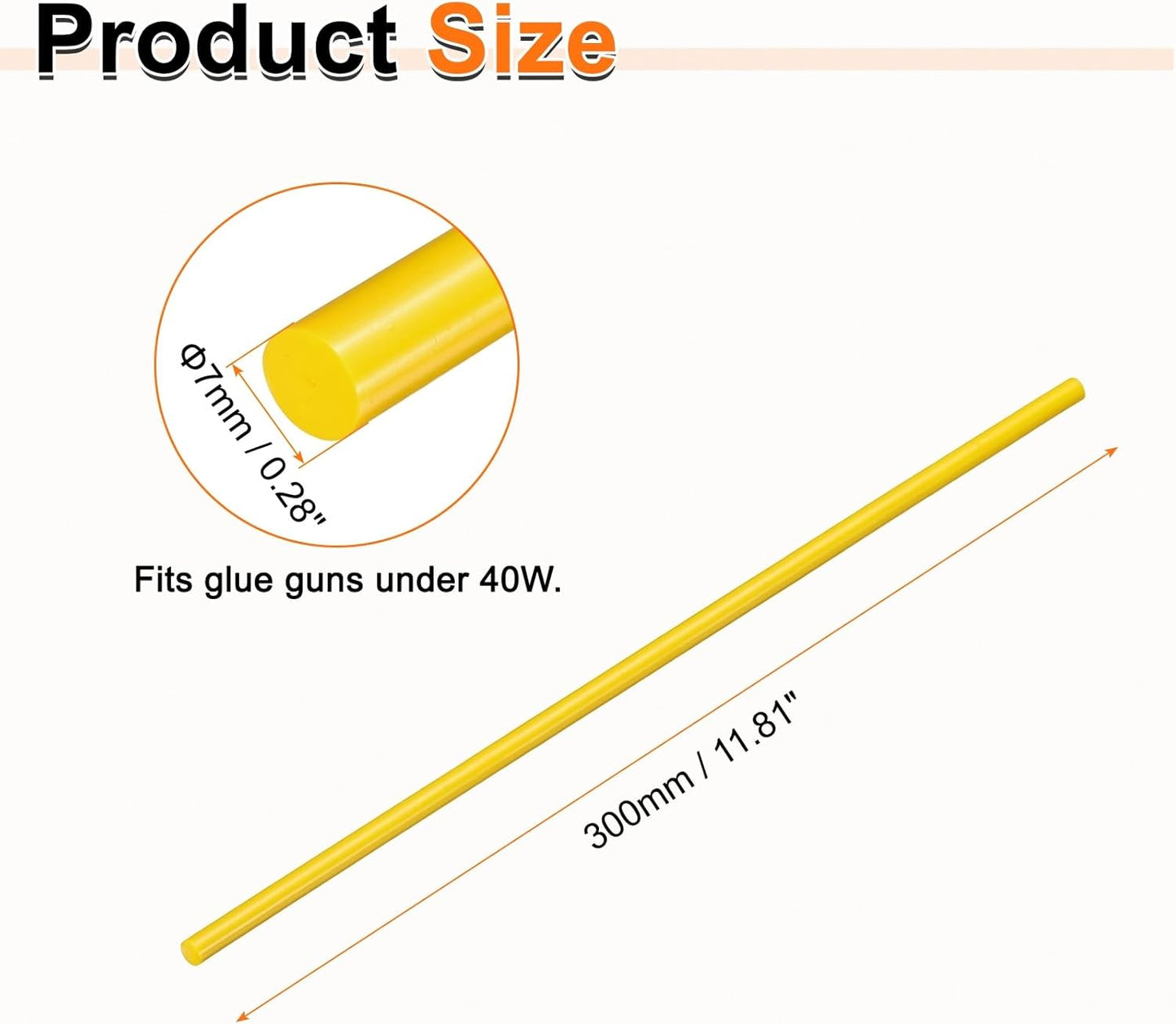 HARFINGTON 10pcs Hot Glue Sticks 0.28" Dia x 11.81" Long EVA Mini Hot Melt Adhesive Glue Stick for Hot Melt Gun Wood Plastic Glass Flowers Fabrics Foam, Yellow
