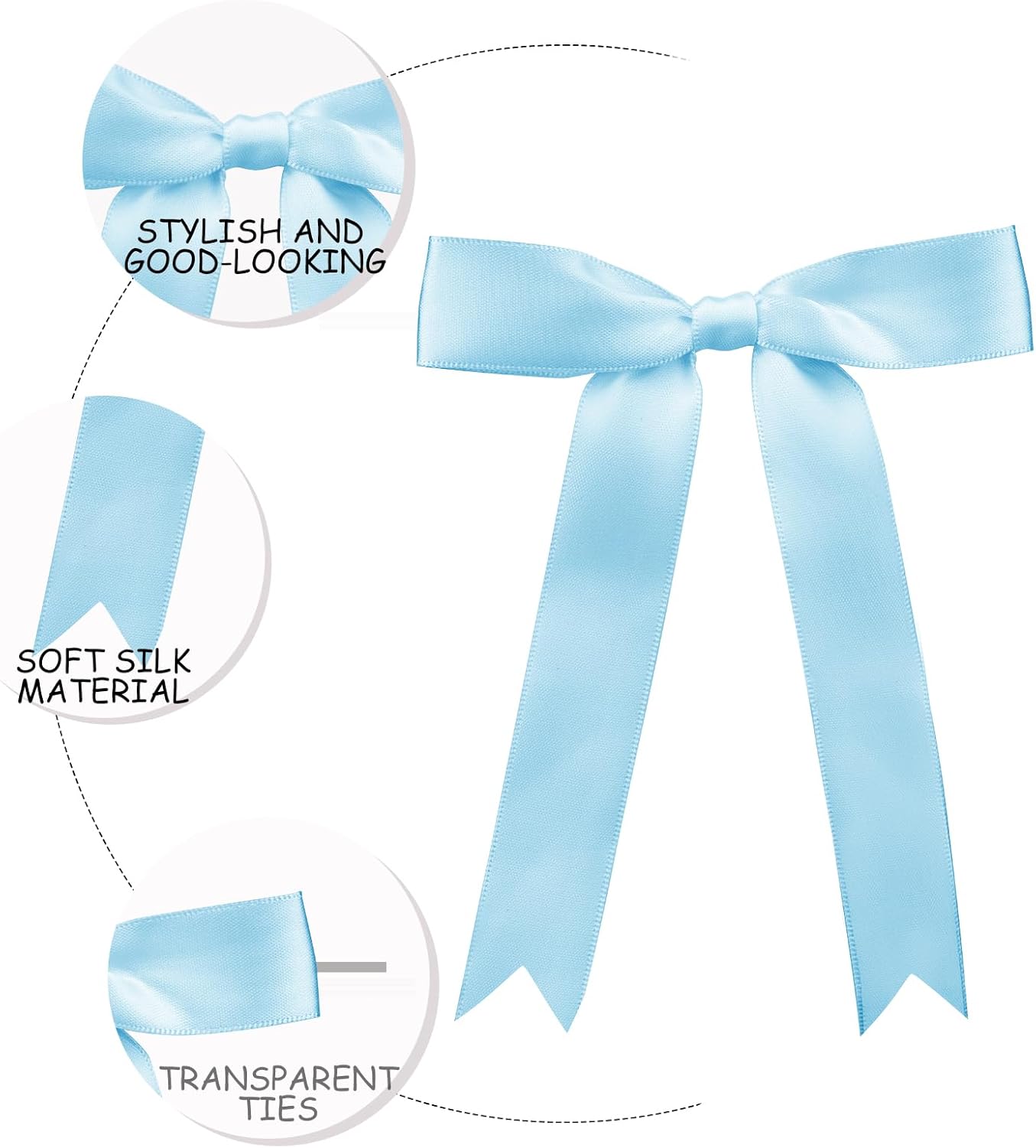 30 Pcs Satin Sky Blue Bows with Twist Tie, 5x7 Inchfor Gift Wrapping Cake Treat Bags Craft DIY Gift, Birthday Decorations, Balloons & Garland Home Decor