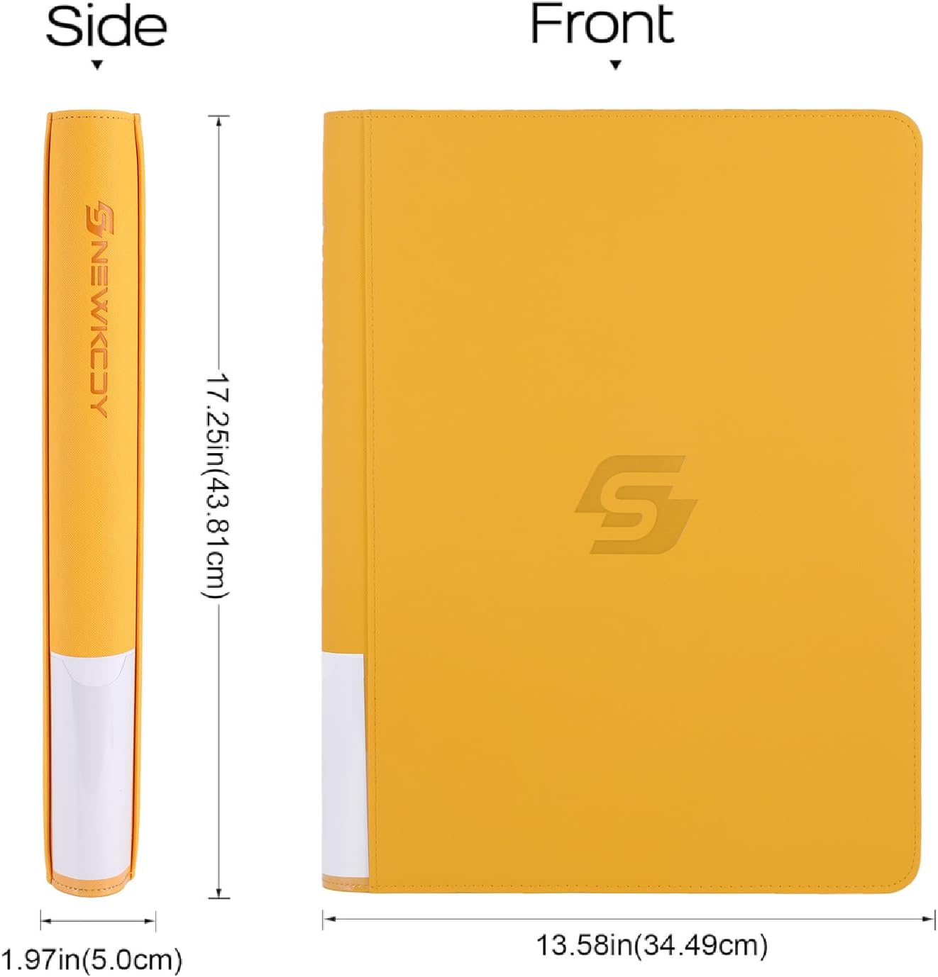 Snekdy premium 1024-pocket trading card binder, 16-pocket cards album, waterproof PU-leather Cover album with side loading, holds gaming, baseball, basketball & sports cards (Yellow)