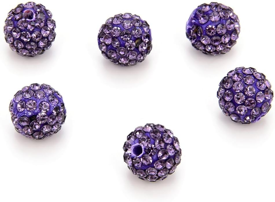25pcs Adabele Grade A Suncatcher Crystal Rhinestone Pave Loose Beads 12mm Tanzanite Purple Polymer Clay Disco Ball Spacers Compatible with Shamballa All Craft Jewelry Making DB12-26