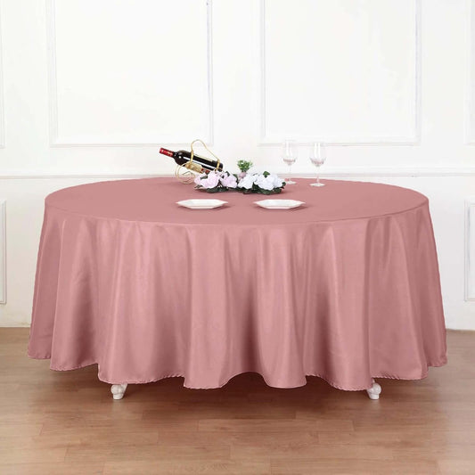 Efavormart Round Tablecloth, 108 Inch Stain & Wrinkle Resistant Washable Table Cloth, Decorative Polyester Fabric Table Cover for Banquet, Wedding, Dining- Dusty Rose