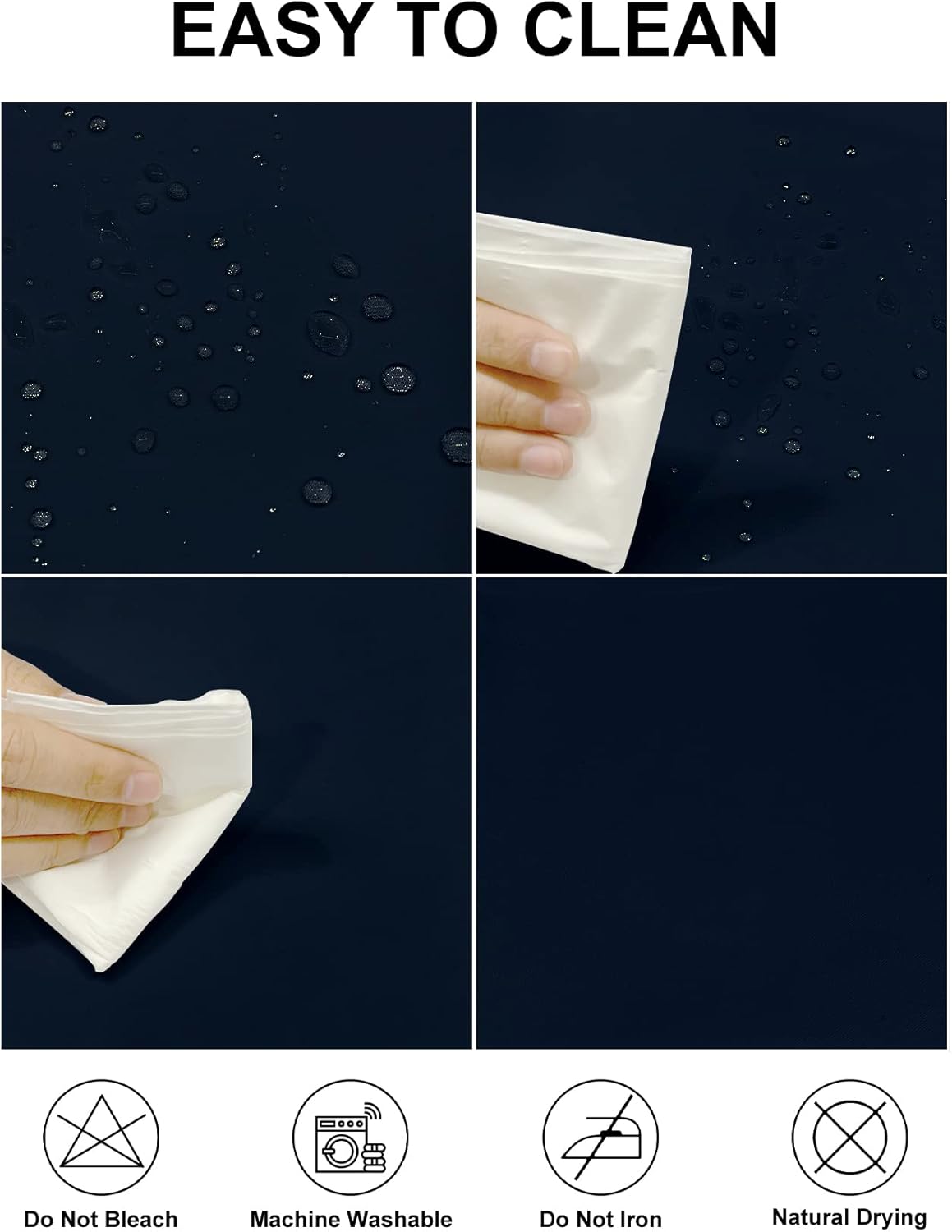 Fokitut 2 Pack Waterproof Rectangle Tablecloth, 60x120 Inch,Stain Resistant and Wrinkle Polyester Table Cloth, Fabric Table Cover for Kitchen Dining, Wedding, Party, Holiday Dinner-Navy