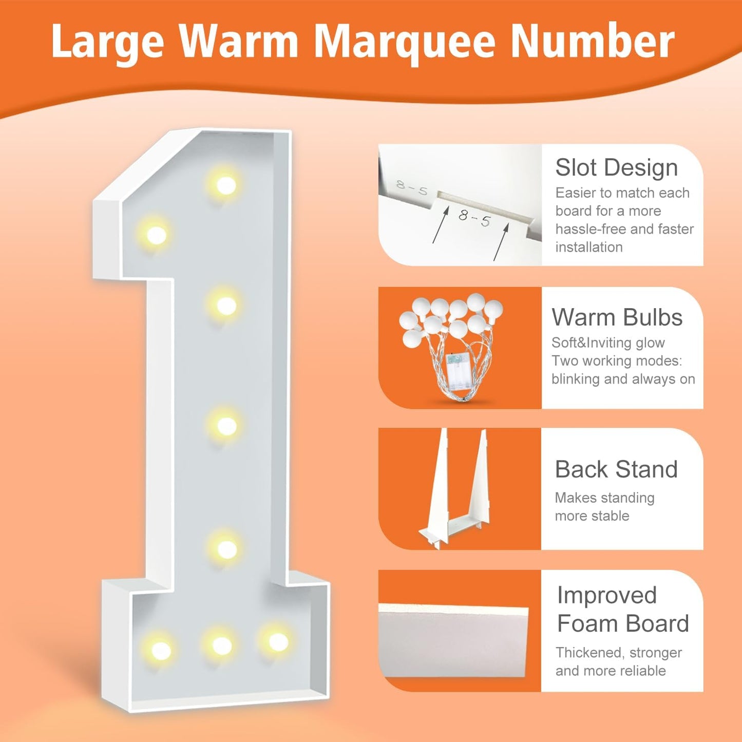 3FT Marquee Numbers 18, Large Light Up Numbers 18th Birthday Decorations for Girls Boys, Cardboard Numbers for Women Men Anniversary Party Decor Backdrop, DIY Foam Board Mosaic Number Sign