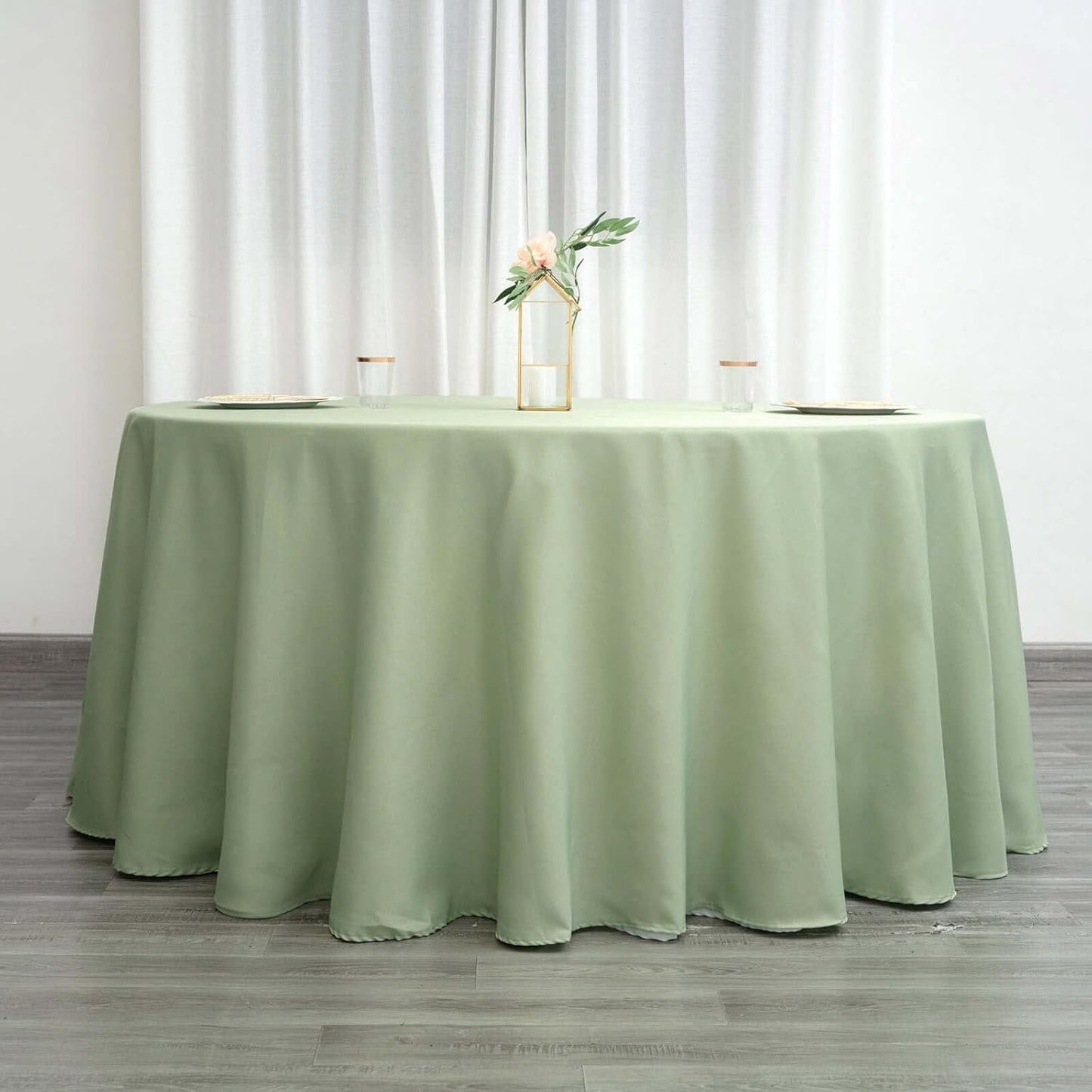 Efavormart Round Tablecloth, 120 Inch Stain & Wrinkle Resistant Washable Table Cloth, Decorative Polyester Fabric Table Cover for Banquet, Wedding, Dining - Sage Green