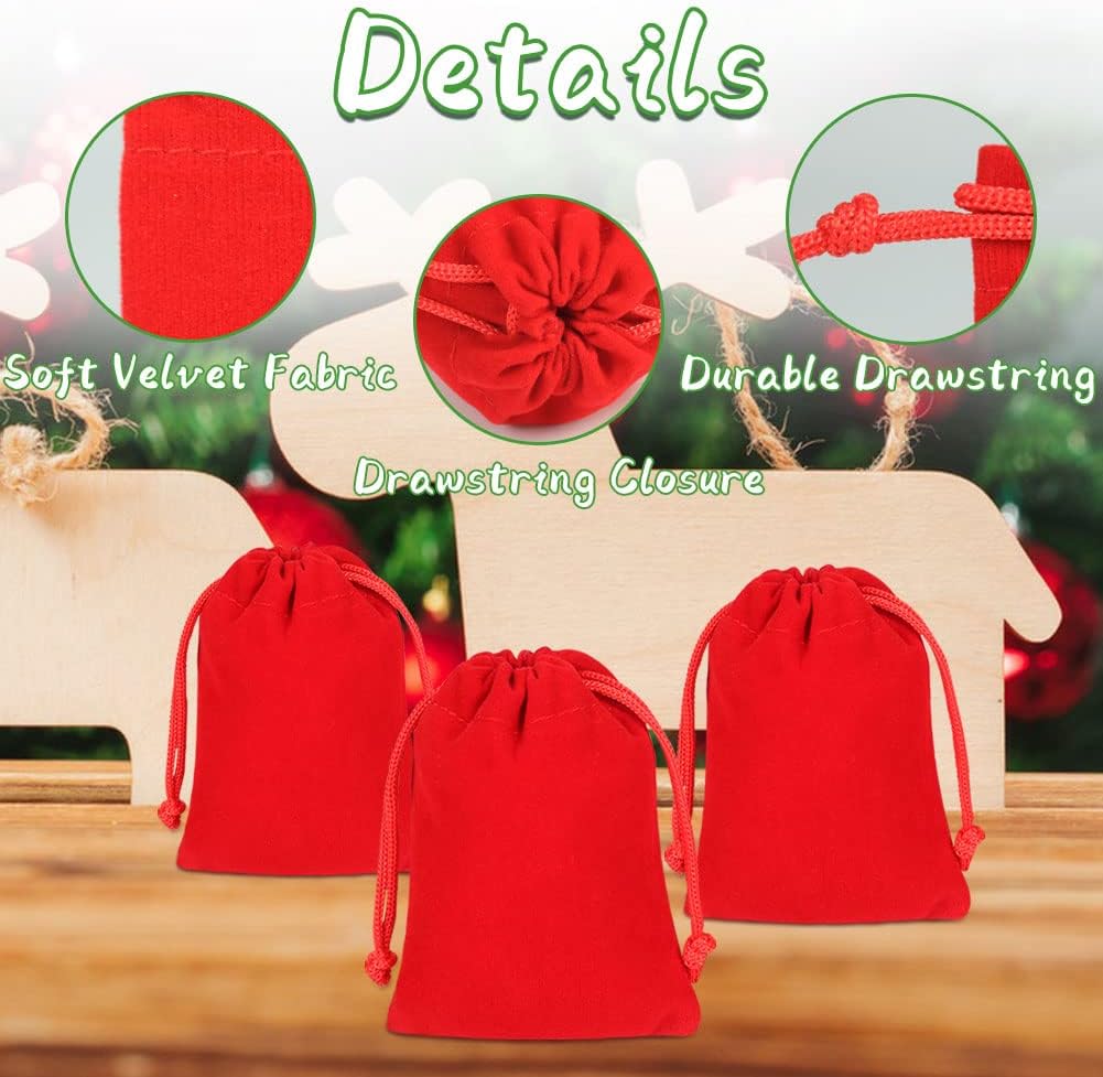 Shintop 10 Pack Velvet Drawstring Bags for Christmas Wedding Gift Bags Velvet Cloth Jewelry Pouches (2.75” x 3.54” , Red)