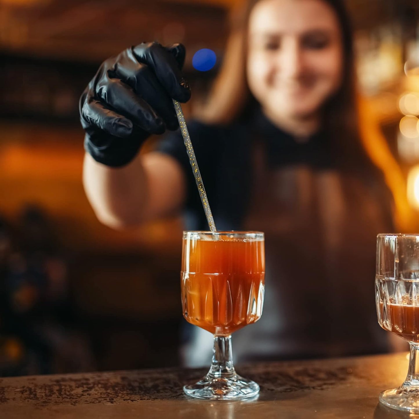 100-PCS Gold Glitter Plastic Swizzle Sticks, Crystal Cake Pops, Cocktail Coffee Drink Stirrers, Stir Sticks for Christmas Party, 7.24 Inch