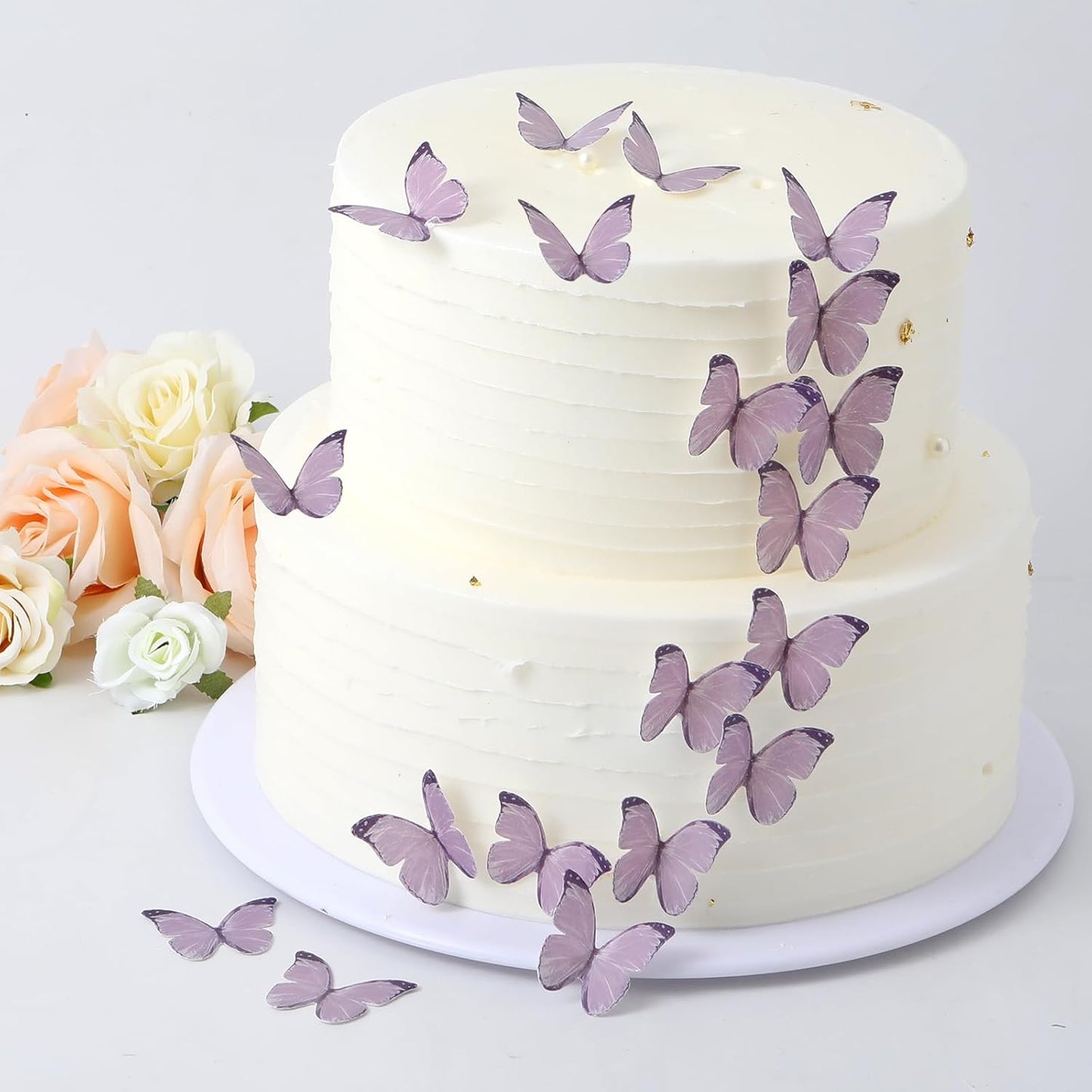 48PCS Wafer Paper Butterfly Cake Toppers YOcity Edible Butterflies for Cake Decorations Purple Butterfly Cupcake Toppers for Birthday Party Wedding Food Decorations (Purple)