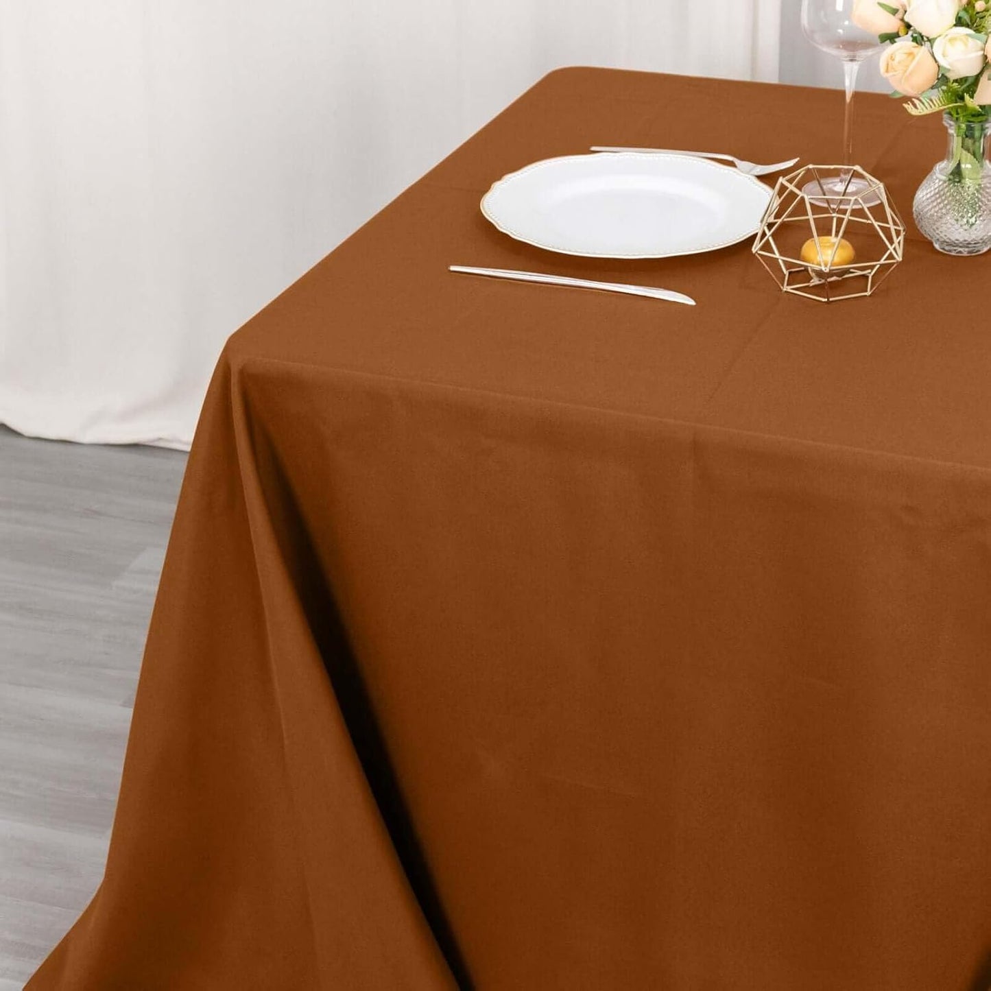 Efavormart 90" Cinnamon Brown Wholesale Linens Polyester Square Linen Tablecloth for Kitchen Dining Catering Wedding Birthday Party Events