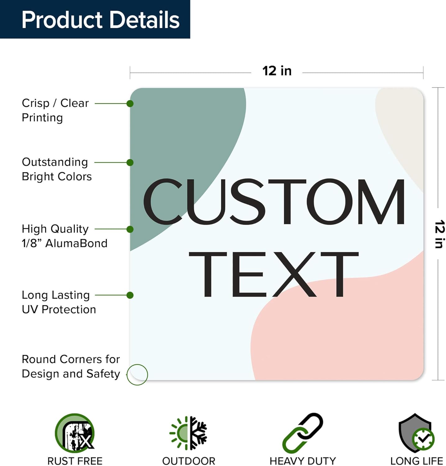 Custom Sign, Custom Street Sign, 11 Font Colors, 13 Font Styles, 4 Hole Options, 22 Sizes, 12x12 Inches, Rust Free DiBound, Fade Resistant, Made in USA by My Sign Center (Minimalist)