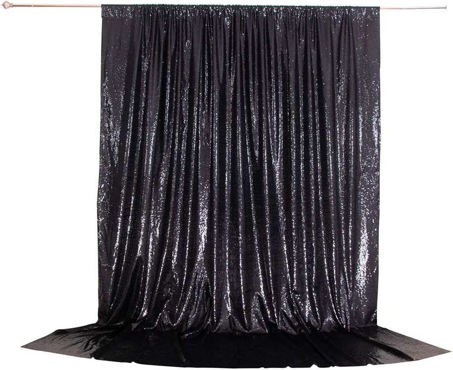 Eternal Beauty Black Thick Sequin Backdrop, 4x7 Ft Halloween Glitter Background Curtains for Shimmer Photography Party Wedding Birthday Back Drop Decor