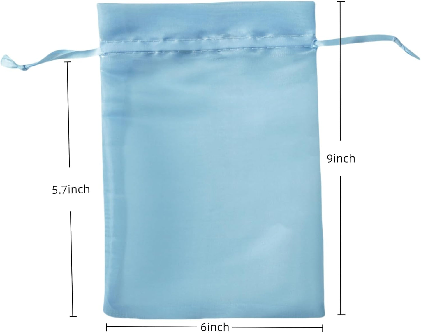 QIANF 20 Pcs Blue Small Organza Bags 6X9 inch for Wedding Favors with Drawstring, Mini Mesh Gift Bags Jewelry Pouch for Candy Bridal Shower Party Favor Baby Shower Christmas