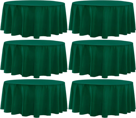 Round Tablecloth 120 Inch 6 Pack Dark Green Tablecloths Washable Decorative Linen Polyester Table Clothes Cover for Dining Table Banquets Buffet Parties and Wedding