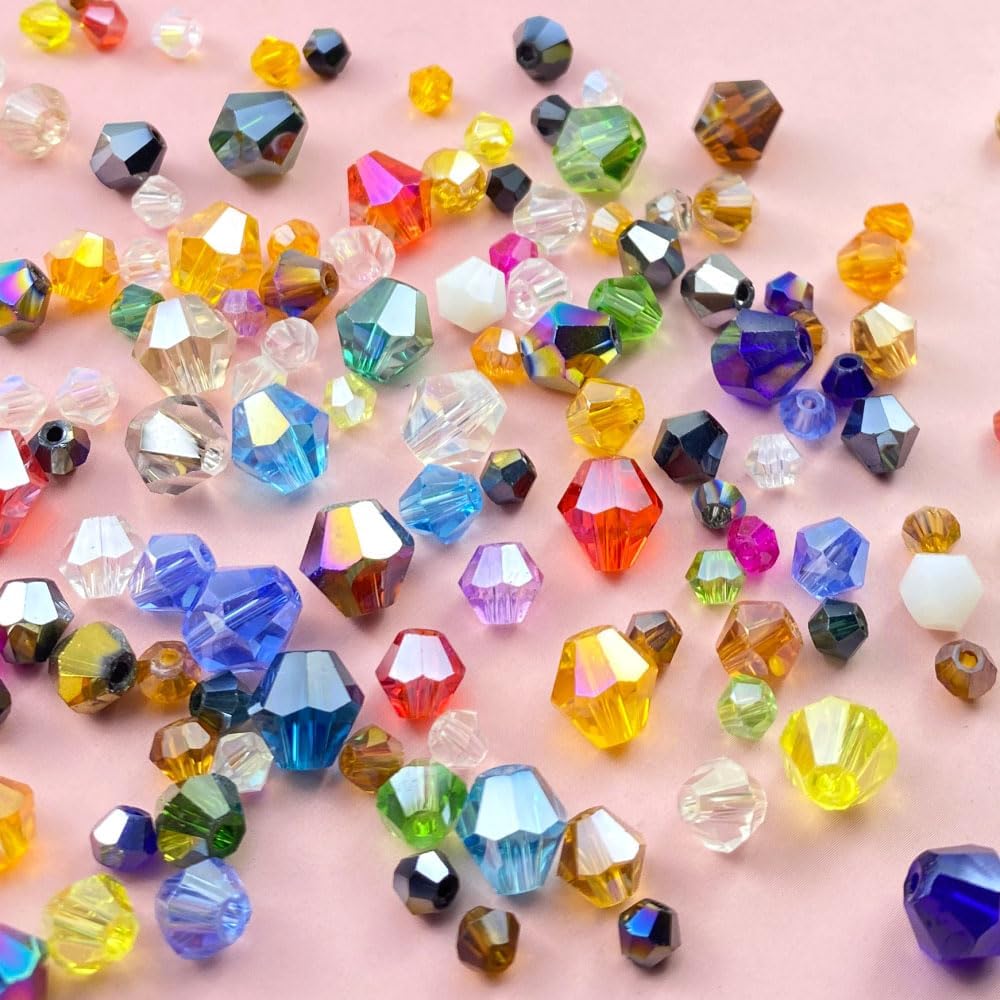 400pcs 4mm Bicone Crystal Glass Beads Loose Spacer Beads Faceted Craft Beads for Jewelry Making DIY Necklace Bracelet Earring Wind Chimes Suncatchers Ornamen(Crystal AB)