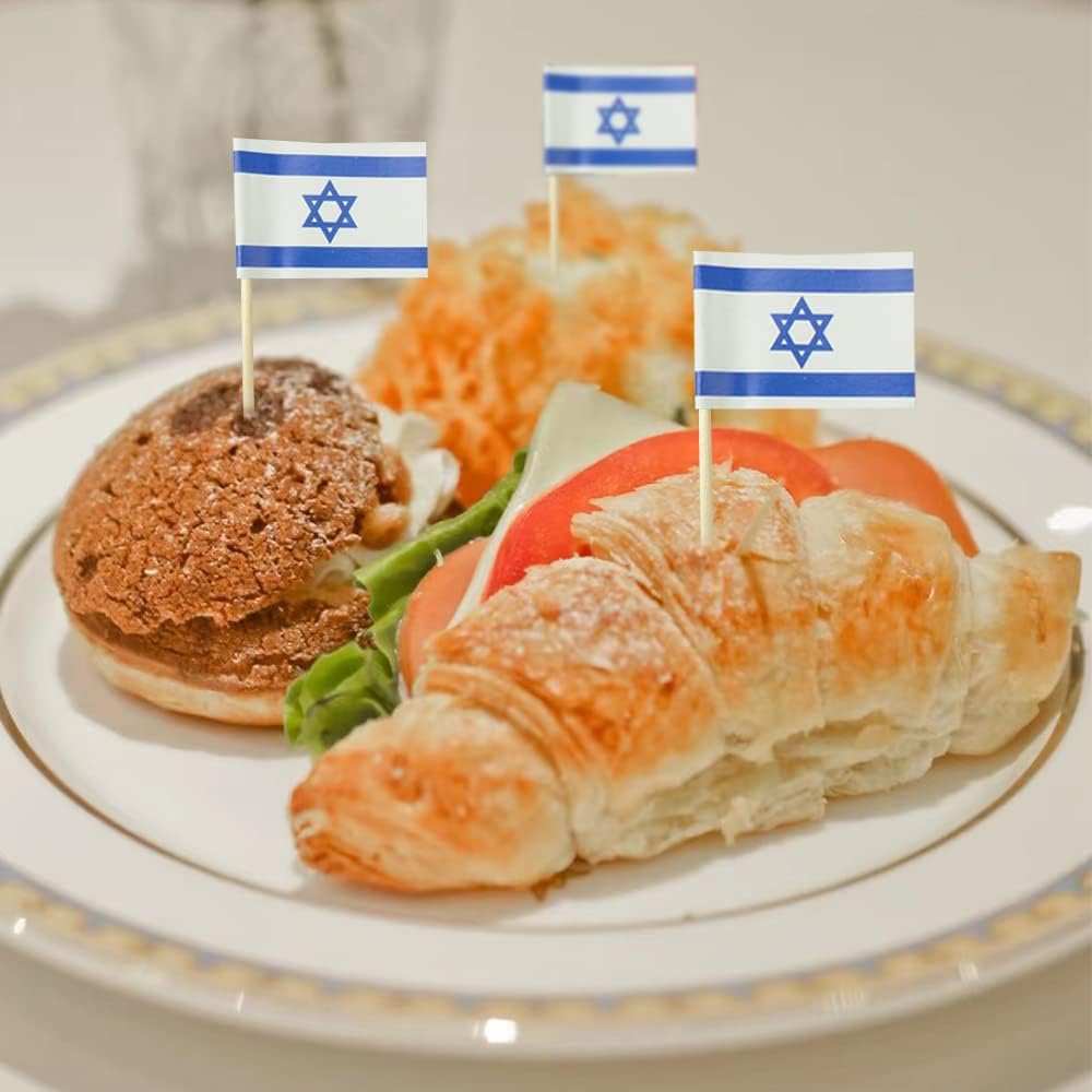 Israel Flag Israeli Flag, Small Mini Israel Toothpick Flags for Food, Cupcakes, Cocktails, Appetizers, Bar Party Decorations