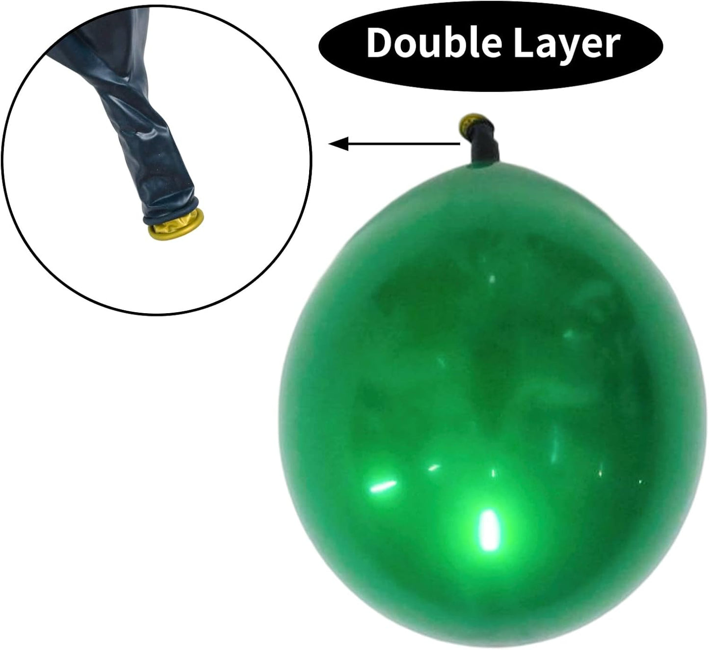 Chrome Green Balloons 12 Inch, Double Stuffed Metallic Dark Green Balloons, Shiny Thick Chrome Metallic Dark Green Latex Helium Balloon for Birthday Wedding Graduation Party Decoration Supplies