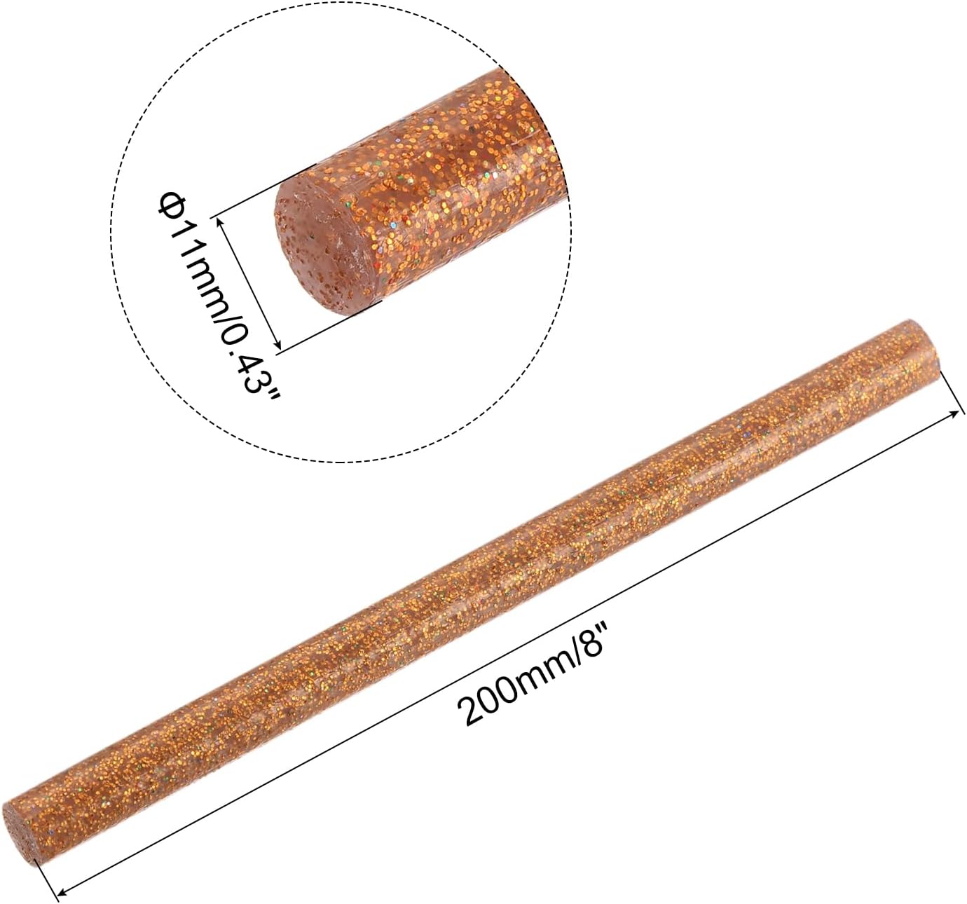 uxcell 20pcs Hot Glue Sticks for Glue Gun 11mm/0.43-inch x 8-inch Mini Hot Melt Adhesive Glue Stick Glitter Bronze Gold