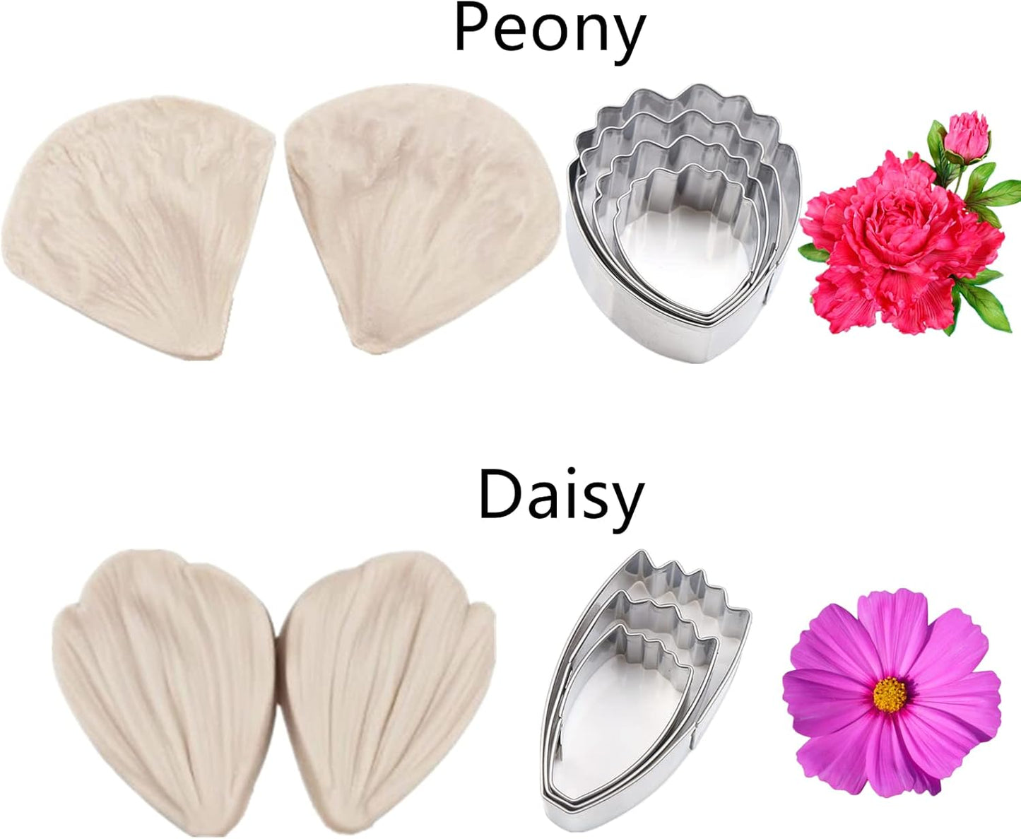 60pcs Gum paste Flower and Leaf Tool 6set Fondant Flower Silicone Molds 6set Gum Paste Cutter 20pcs Sugar Paste Modelling Tool 6pcs Brushes 1pcs Petal Leaves Veining Board Foam Pad